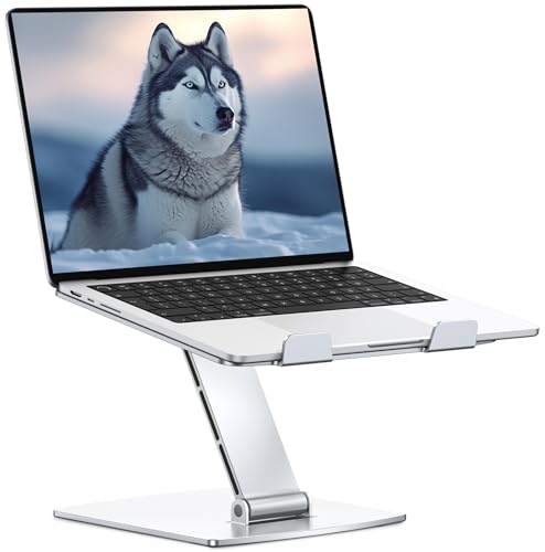 CIRYCASE Soporte Portatil Mesa, Aluminio Laptop Stand de Ajustable, Enfriamiento Rápido Ventilado & Ergonómico, Soporte Ordenador Portátil Plegable Compatible con MacBook Air Pro/Tablets (10-16")