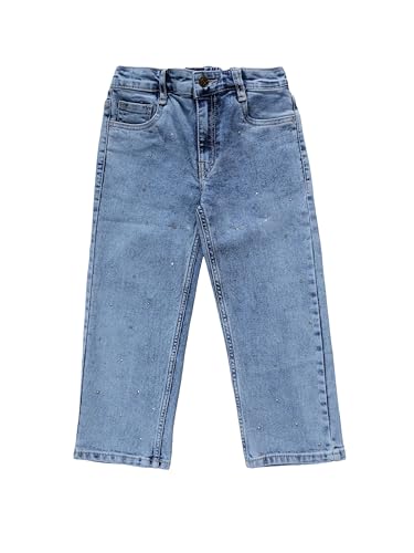Image of KiddoPanti Girls Solid Waist Elasticated Straight Fit Jeans