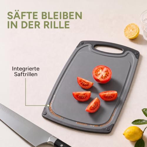 Schneidebrett Set 3-teilig Kunststoff mit Saftrille und Griff – Ansicht 4