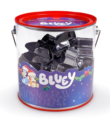 Handstand Kitchen Bluey Holiday Cookie Cutter 10-Piece Set, Sturdy Steel