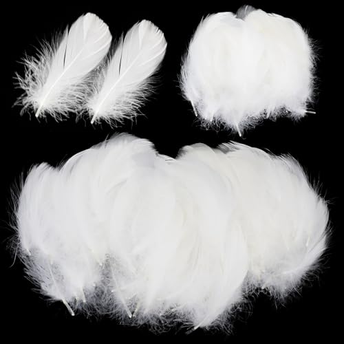 Paquete de 600 plumas blancas artesanales para manualidades, plumas de ganso naturales artesanales para atrapasueños, bodas y proyectos de manualidades, disfraces, bolsos, decoración de pendientes