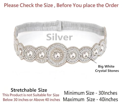 Kamar Chain Stretchable Cloth White Kamarbandh Kamarpatta Silver Waist Belt Ootiyanam Half Saree Lehanga For Women2