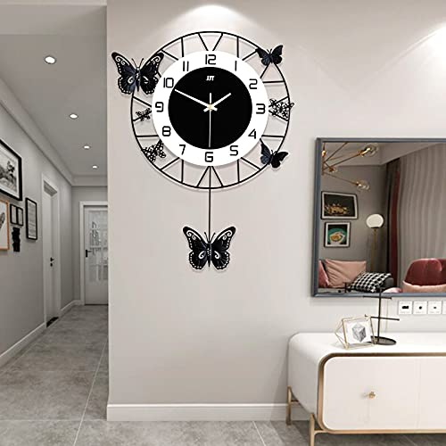 20 Inch Modern Butterfly Wall Clock Silent Non Ticking Round Home Decor