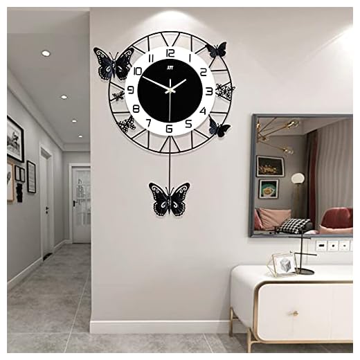 20 Inch Modern Butterfly Wall Clock Silent Non Ticking Round Home Decor