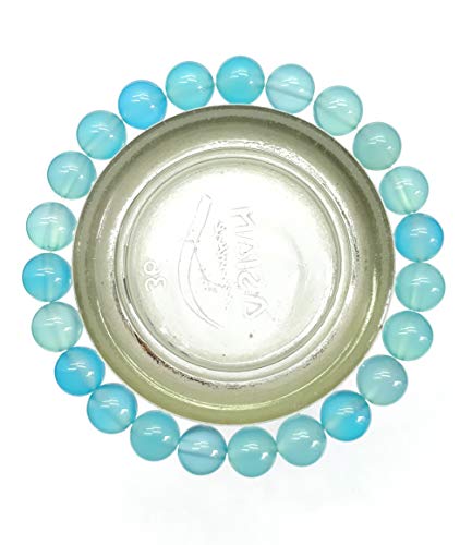 Bracelet en calcédoine aqua 8mm le cadeau spirituel de protection pour homme et femme
