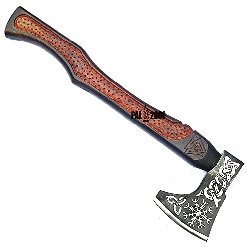 Axe - Custom Handmade Stainless Steel Viking Axe Gorgeous - Solid Wood Handle - Ax - 9975, Black, Brown and silver