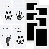 Baby Handabdruck und Fußabdruck Set, 6 pcs Baby Fussabdruck Set, Baby Abdruckset für Neugeborene, Pfotenabdruck Set Hund, Pfotenabdruck Set Katze, Clean Touch Stempelkissen für Baby Shower