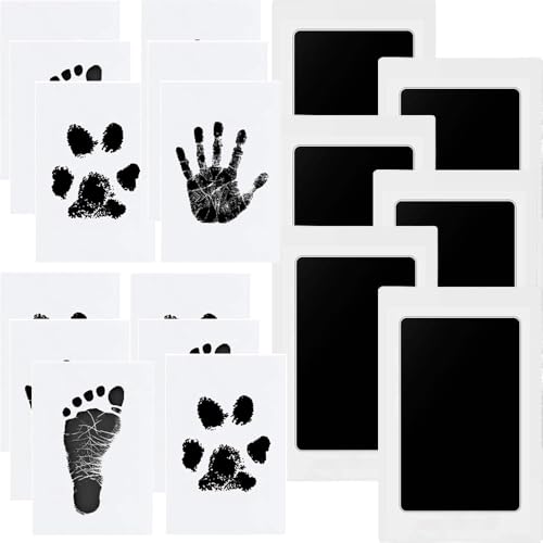 Baby Handabdruck und Fußabdruck Set, 6 pcs Baby Fussabdruck Set, Baby Abdruckset für Neugeborene, Pfotenabdruck Set Hund, Pfotenabdruck Set Katze, Clean Touch Stempelkissen für Baby Shower