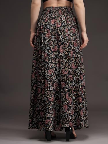 Image of Nexsus Apparels Women Flared Viscose Rayon Trousers | Flared Printed Palazzo |Elasticated Waist Loose-fit & Regular, Casual Wear (Free Size 26 to 42 Waist) Pant| Available in Plus Size's