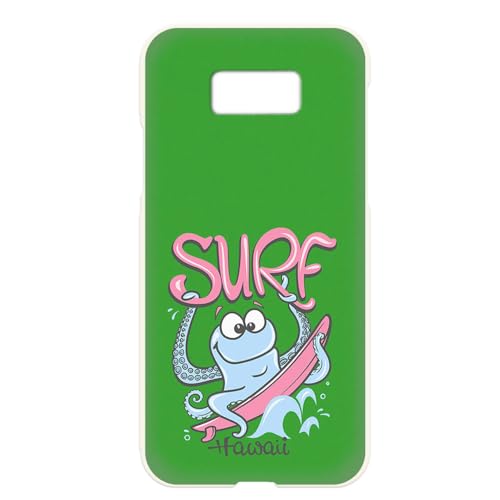 Galaxy S8 用 SC-02J SCV36 対応 スマホケース ギャラクシーs8のカバー タコサーフ サーフィン Hawaii グリーン 携帯 ハードケース hbcbd04