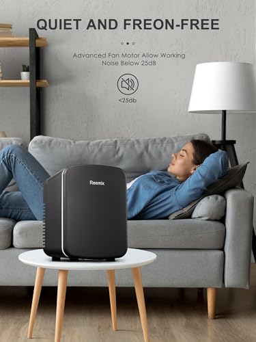 Mini-Kühlschrank, 6 Liter/9 Dosen, tragbarer Kühler und Wärmer persönlicher Kühlschrank für Hautpflege, Kosmetik, Getränke, Lebensmittel, ideal für Schlafzimmer, Büro, Auto, Freonfrei (Schwarz) (6L)