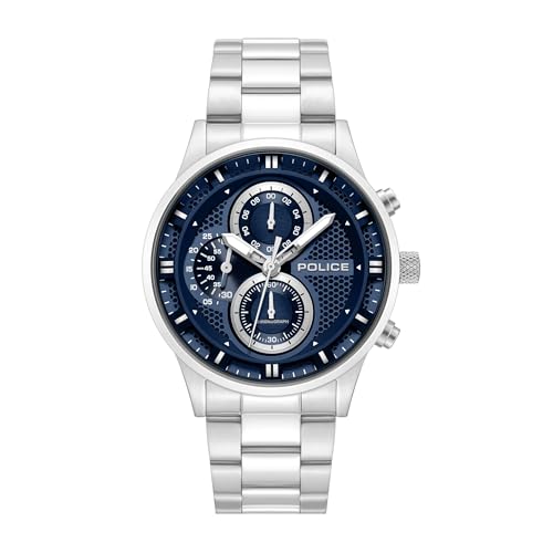 Police Levuka Blue Dial Stainless Steel Chronograph Watch 43.5mm