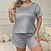 Silk Satin Pajamas for Women Summer Fashion 2 Piece Pajama Sets Cute Pj Sets Short Sleeve Sleep Tops and Shorts Gray