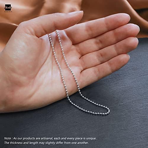 Amberta 925 Sterling Silver 2 mm Ball Chain Necklace 16" 18" 20" 22" 24" in