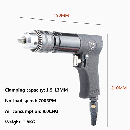 LeTkingok Portable Pneumatic Mixer 1.5-13mm Tapping Machine Air Drill Paint Blender Agitator Stirrer 700RPM (A)