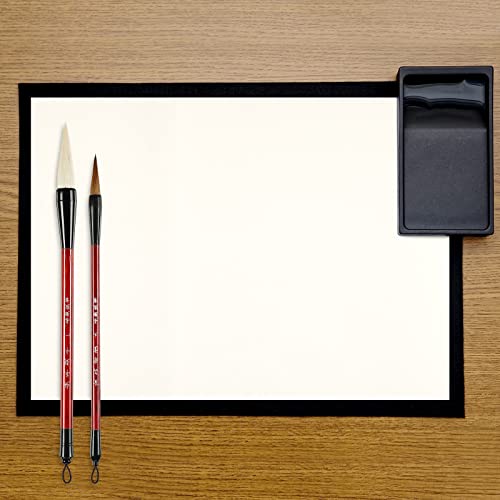 Eaasty 110 Pcs Xuan Paper Calligraphy Brush Set Include 100 Xuan Rice Paper Chinese Calligraphy Paper Without Grids, 10 Writing Brush With Roll Up Bamboo Brush Holder For Chinese Calligraphy Practice #TOP4