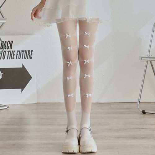 Image of Y2K Patterned Sheer Tights for Women Gothic Punk Thigh High Pantyhose Harajuku Lolita Bandage Fishnet Stockings