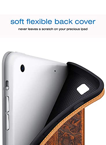 Gexmil For Ipad 9.7 Inch 2018/2017 Case, Applies Cowhide Folio Cover For Ipad 6Th Gen / 5Th Gen Genuine Leather Case Also Applies To Ipad Air 2 / Ipad Air (Pattern-Brown) #TOP7