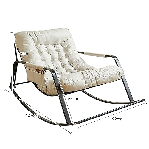 Mecedora de patio al aire libre, totalmente acolchada, mecedora de gran tamaño para porche delantero, jardín y patio, silla moderna para uso en interiores y exteriores