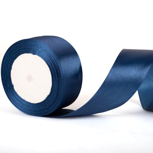 Cinta azul marino de 40 mm de ancho, cinta para coche de boda engrosada de color azul oscuro, adecuada para embalaje de regalos, ramos, manualidades, decoraciones para coches de boda, pasteles.