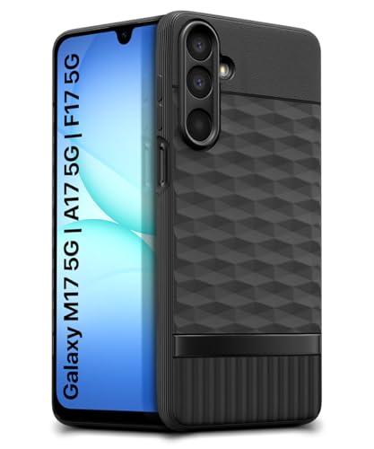 Image of WOW IMAGINE Back Cover for Samsung Galaxy M17 5G | A17 5G | F17 5G with Hexa Cube Design | Ultra Slim Soft Rubberised Case | Inner Velvet Fabric | Flexible Mobile Case | Camera Protection - Black