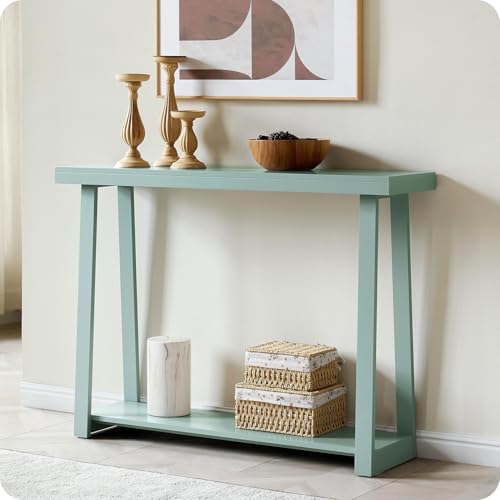 Kings Brand Furniture Emma Wood Console Sofa Table with Storage Shelf for Entryway, Hallway, Behind The Couch, Living Room, Foyer, Bedroom (Ice Blue, 36 inches)