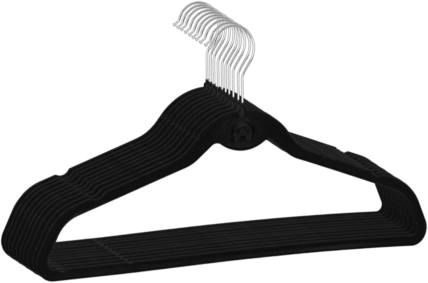 Heavy Duty Velvet Hangers with Cascade Hook, Durable, 360 Degree Rotatable Hook (50, Brown)