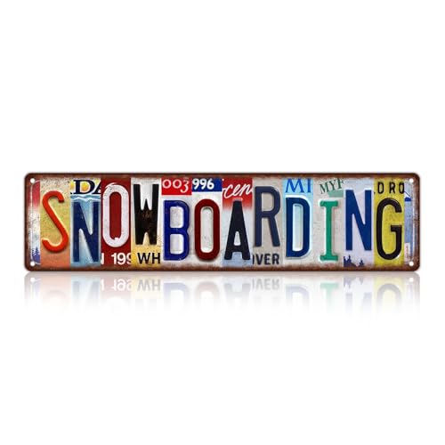 Vintage Sport Street Sign Snowboarding Wall Decor Metal Tin Signs