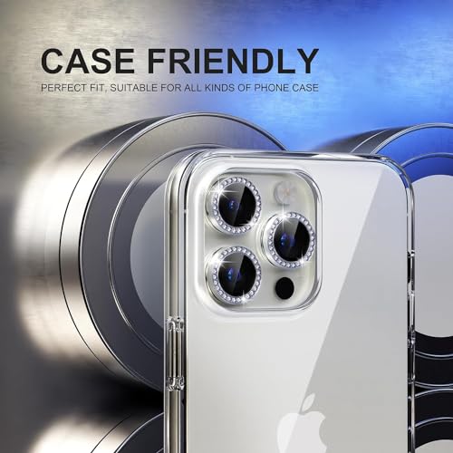 Image of inchiPhone 15 Pro / 15 Pro Max Camera Lens Protector Ring - Premium 9H Tempered Glass Lens Guard, Anti-Scratch, Anti-Drop, HD Clear Camera Lens Cover for Ultimate Protection and Durability inch Diamond White
