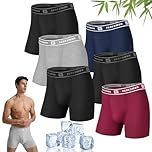 Mens Boxers Shorts Multipack Bamboo Boxers 6 Pack Breathable Underwear Trunks Longer Leg Boxer Shorts - No Itchy Labels - Moisture Wicking - Elastic Waist, Comfortable Boxer Briefs with Open Fly