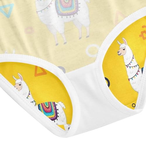White Llamas Yellow Toddler Underwear Girls, Girls Briefs, 2T–8 Years4
