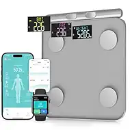 Smart Scale for Body Weight, Digital Bathroom Scale BMI Weighing Bluetooth Body Fat Scale, Body Composition Monitor Health Analyzer with Smartphone App (Grey 2211)