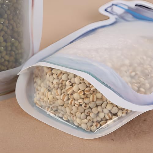 Image of Oblivion Kitchen Storage & Containers: Big Plastic Transparent Jar Shaped Standup Pouch with Zipper for Packing Dry Fruits, Nuts & Snacks (1000ml-Pack of 5)