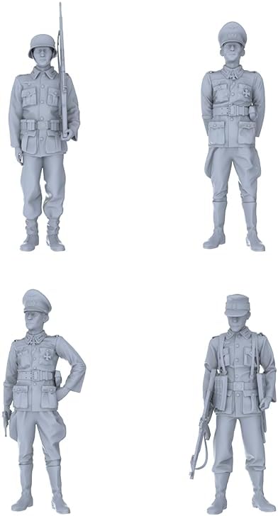 MRY-SFW Yao's Studio LYTR64058 1/64 S Scale Standing German Army Resin Miniature 4-Person Set, World War II Miniature Soldiers, Military Model Accessories, Handmade 1set