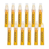SAKURA Mini Barrel Solid Paint Markers with Push Up Tip - Low Temperature Permanent Marker Pens - Window, Wood, & Glass Marker - 10 mm Tip - Yellow Paint - 12 Pack