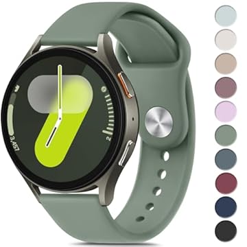 Meliya Pulseiras compatíveis com Samsung Galaxy Watch 7 de 40 mm e 44 mm, Galaxy Watch FE de 40 mm, pulseira de silicone macio de 20 mm para Galaxy Watch 7 e mulheres e homens (verde)