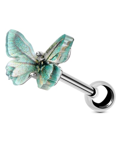 Jewseen 2026 New Spring Nature Style Butterfly Cartilage Helix Tragus Inner Conch Stud Earring Surgical Steel 16g 6mm Fashion Piercing Jewelry tragus flat back earrings