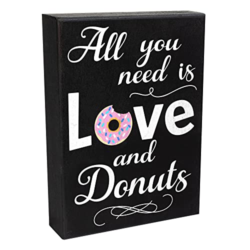JennyGems All You Need is Love and Donuts Wooden Sign, Doughnut Shop Decor and Signage, Gifts for Donut Lover, Made in USA