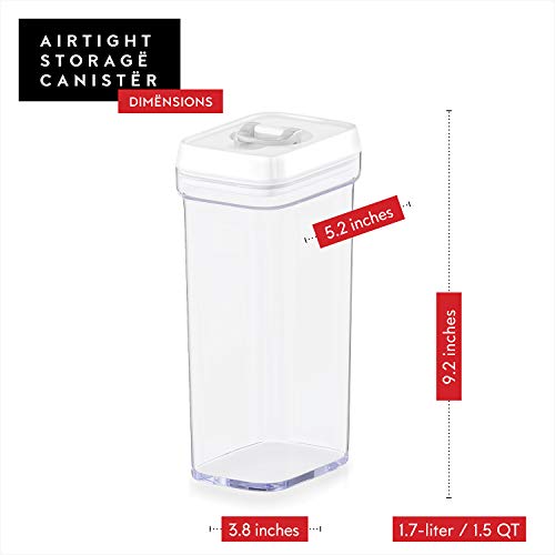 DWËLLZA KITCHEN Food Storage Containers with Lids Airtight – 1.5 Qt (4 Piece set/All Same Size) Clear Plastic Kitchen & Pantry Organization Container - BPA-Free - Keeps Food Fresh & Dry