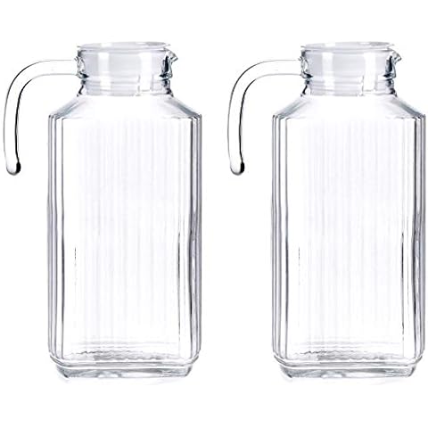 TIENDA EURASIA® Pack 2 Jarras de Agua de Cristal con Tapa Cover