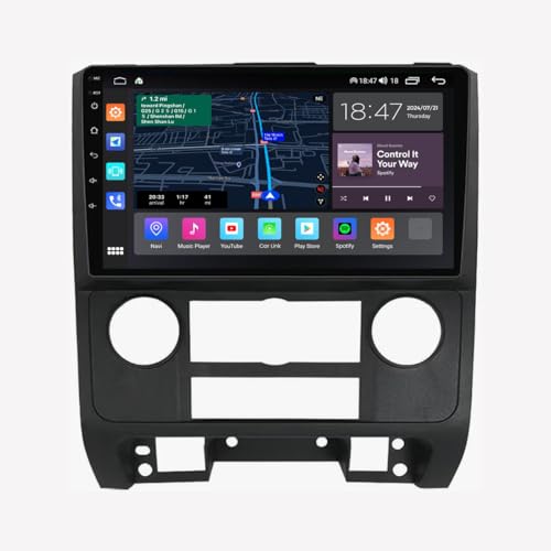 FELLOSTAR for 2008-2012 Ford Escape Radio Stereo Replacement QLED Touch Screen Carplay & Android Auto Head Unit with Qualcomm Bluetooth 5.1 (8-Core 8+128GB)