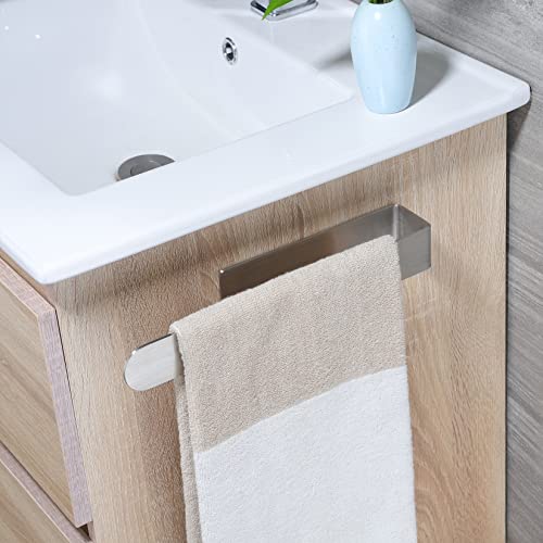 Image of Taozun Towel Holder 11.8 Inch Brushed Hand Towel Rack Bathroom Towel Bar Adhesive Towel Ring Stainless Steel Hand Towel Hanger, Stick on Wall | Hand Towel Hanger, Self Adhesive, Stainless Steel, Brushed Finish, Silver, No Drilling, Sturdy, Space saving, Stick on Wall