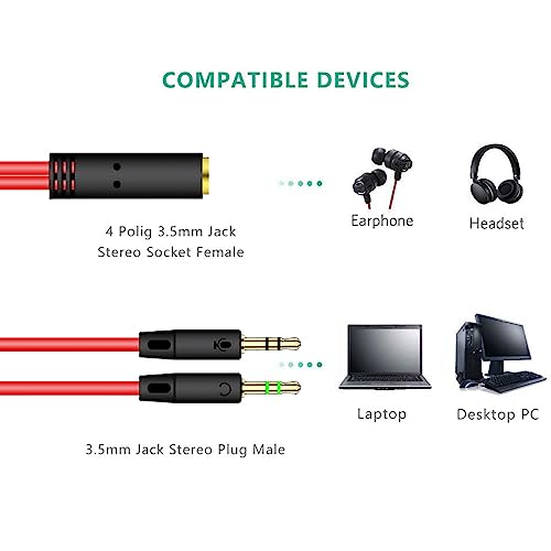 Cable divisor jack 3.5mm para auriculares y micrófono miniatura 2