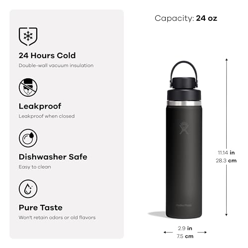 Image of Hydro Flask Water Bottle - Insulated Stainless Steel - Wide Mouth Flex Chug Lid, Non Spill, Leakproof in 24 Oz Harbor Blue