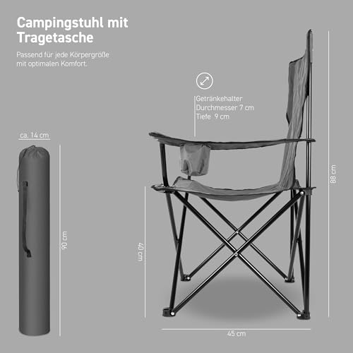 MSPORTS Campingstuhl Premium inkl. Tragetasche Anglerstuhl Faltstuhl - auswählbar als 2er Set - Klappstuhl mit Armlehne und Getränkehalter praktisch robust leicht Camping Stuhl – Bild 3