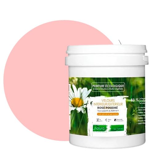 BOX DECO COULEURS Pintura natural ecológica interior exterior con aspecto terciopelo Natura – 1 l/13 m² [Clase energética A+], rosa polvoreado