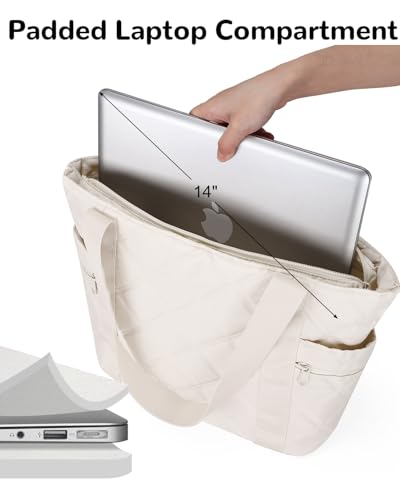16L Small Tote Bag for Women, 14" Laptop Work Bag, Puffer Handbags Carry On Bags for Beach Commute3