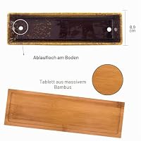 ARTKETTY Keramik-Sukkulenten-Blumentöpfe, 30 cm, modern, lang, rechteckig, Blumenbehälter mit Tablett, Flacher Kaktus-Bonsai-Fensterkasten mit Drainage, für Innen- und Außenbereich, Heimdekoration – Ansicht 4