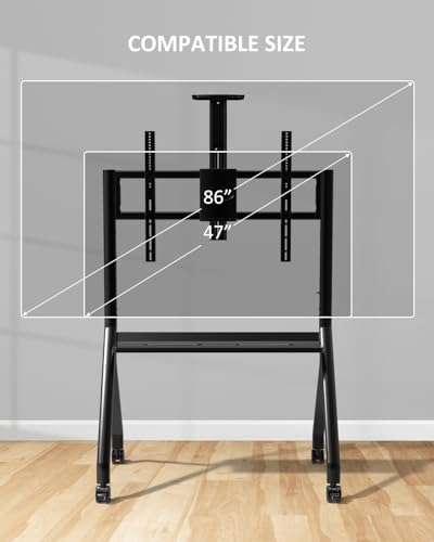 Image of Smart Board Stand for 55-86 Inch Interactive Whiteboards, Adjustable Rolling TV Stand with 360Swivel Lockable Wheels, Suitable for Offices, Classrooms, Home and Other Workspaces