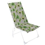 MATERIAL: Este colchón tumbona jardín está fabricado en tela tipo loneta estampada 100% Poliéster. Propiedades: es bastante resistente a la abrasión, a las manchas, a la decoloración, a los rayos UVA, a las bacterias, el moho y seca más rápido que otras fibras textiles. Colchonetas tumbonas jardín con relleno de espuma acolchada.